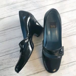 BIALA Black Patent Leather Mary Jane Pumps, Italy